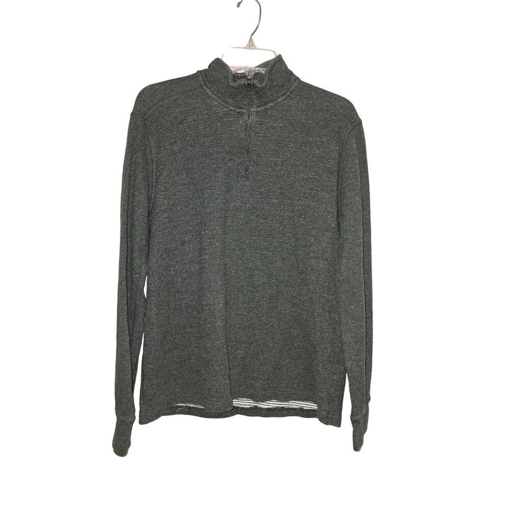 J.Crew Mens Heather Gray Zip Pullover‎ Sweatshirt Medium 100% Cotton